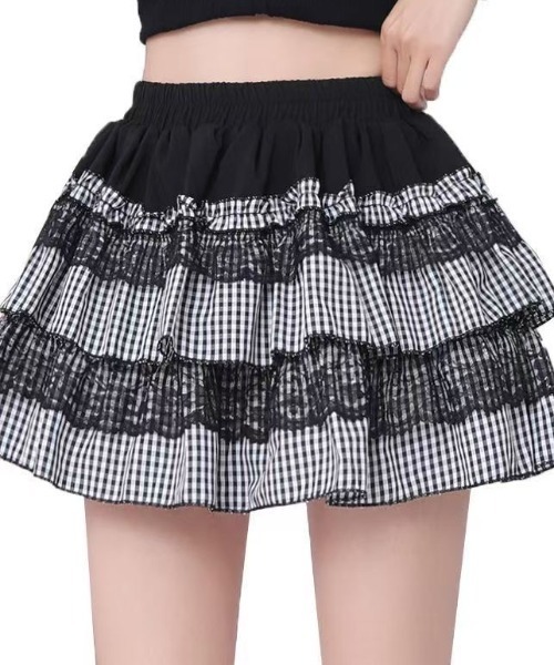 セール】ギンガムチェックティアードミニスカート（スカート）｜GEMEDA
