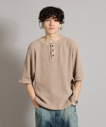 HENRY NECK PIGMENT WAFFLE TEE / ヘンリーネックピグメントワッフルT