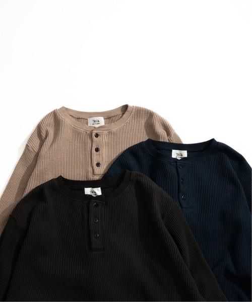 WETTEMPT（ウィテンプト）の「HENRY NECK PIGMENT WAFFLE TEE / ヘンリーネックピグメントワッフルT（Tシャツ/カットソー・メンズ・カーキ/グレー/チャコールグレー/ブラック/ベージュ/ネイビー・SMALL/MEDIUM/LARGE）」の15枚目の写真