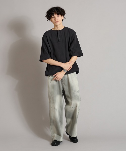 Tシャツ・カットソー ASCLO Vintage Henry Neck Waffle T (3color) WETTEMPT tシャツ HENRY NECK PIGMENT WAFFLE TEE / ヘンリー