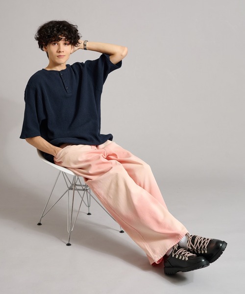 WETTEMPT（ウィテンプト）の「HENRY NECK PIGMENT WAFFLE TEE / ヘンリーネックピグメントワッフルT（Tシャツ/カットソー・メンズ・カーキ/グレー/チャコールグレー/ブラック/ベージュ/ネイビー・SMALL/MEDIUM/LARGE）」の22枚目の写真