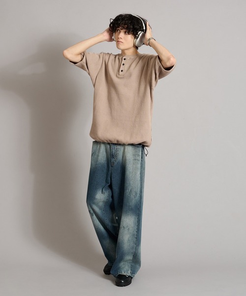 WETTEMPT（ウィテンプト）の「HENRY NECK PIGMENT WAFFLE TEE / ヘンリーネックピグメントワッフルT（Tシャツ/カットソー・メンズ・カーキ/グレー/チャコールグレー/ブラック/ベージュ/ネイビー・SMALL/MEDIUM/LARGE）」の13枚目の写真