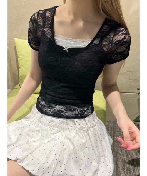 PHILLY(フィリー)の「【プチプラ\2199★】ピチレースTシャツ(Tシャツ/カットソー・レディース・ホワイト/ブラック・FREE)」の10枚目の写真