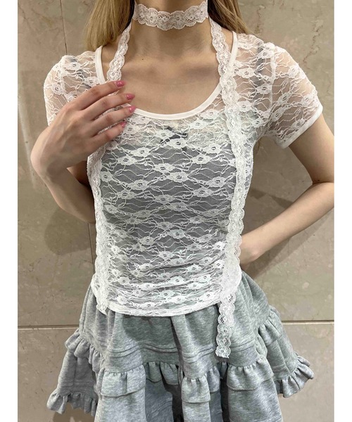 PHILLY(フィリー)の「【プチプラ\2199★】ピチレースTシャツ(Tシャツ/カットソー・レディース・ホワイト/ブラック・FREE)」の4枚目の写真