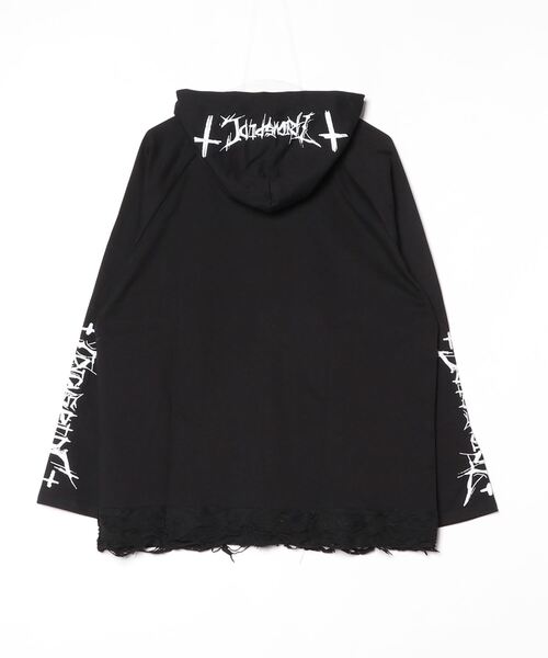 NOVESSEL(ノベセル)の「『TricuspidC/トライカスピッドシー』フード付きスカルプリントロングスリーブTシャツ(Tシャツ/カットソー・レディース・ブラック/ホワイト・FREE)」の4枚目の写真