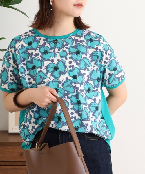 セール】BRODIAEA リバティプリント半袖Tシャツ 大花柄×無地