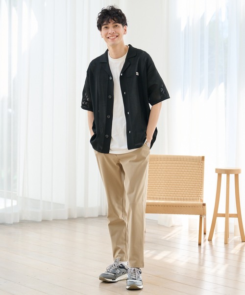Arnold Palmer(アーノルドパーマー)の「メッシュニット シャツ カーディガン + Tシャツ セット(アンサンブル・メンズ・ブラック/ライトグレー/テラコッタ・M/LL/L)」の5枚目の写真