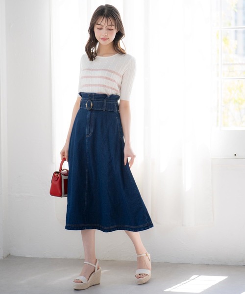 NOELA(ノエラ)の「デニムフレアスカート(デニムスカート・レディース・ダークインディゴブルー/インディゴブルー・S/M)」の22枚目の写真