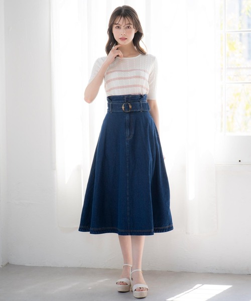NOELA(ノエラ)の「デニムフレアスカート(デニムスカート・レディース・ダークインディゴブルー/インディゴブルー・S/M)」の21枚目の写真