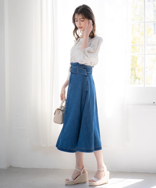 NOELA(ノエラ)の「デニムフレアスカート(デニムスカート・レディース・ダークインディゴブルー/インディゴブルー・S/M)」の11枚目の写真