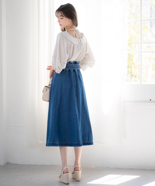 NOELA(ノエラ)の「デニムフレアスカート(デニムスカート・レディース・ダークインディゴブルー/インディゴブルー・S/M)」の12枚目の写真