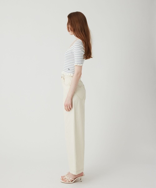 DEICY（デイシー）の「コンパクトボーダーリブニット（ニット/セーター・レディース・レッド/ブラック/サックスブルー・FREE）」の9枚目の写真