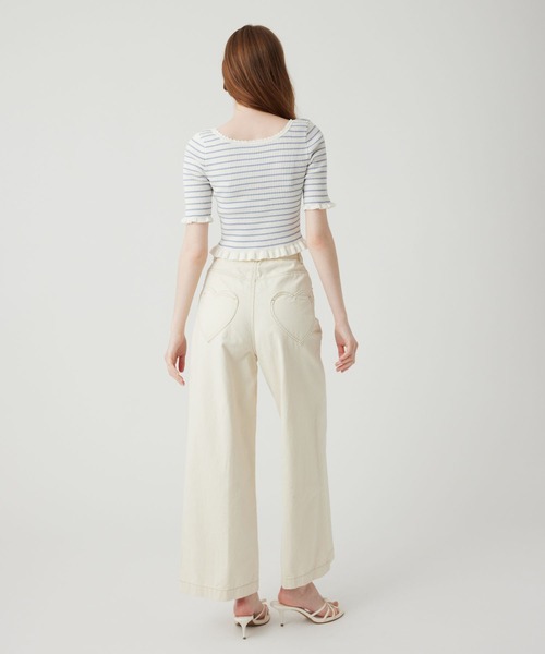 DEICY（デイシー）の「コンパクトボーダーリブニット（ニット/セーター・レディース・レッド/ブラック/サックスブルー・FREE）」の10枚目の写真