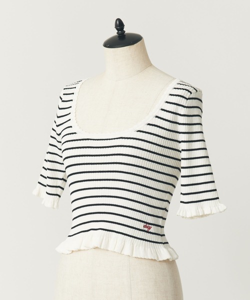 DEICY（デイシー）の「コンパクトボーダーリブニット（ニット/セーター・レディース・レッド/ブラック/サックスブルー・FREE）」の15枚目の写真