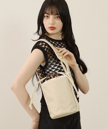 LeSportsac（レスポートサック）の「MED BELT DRAWST TOTE エクリュムーンラフィア（ショルダーバッグ）」