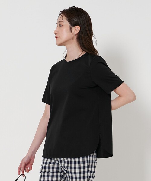 UNITED ARROWS◆半袖カットソー/--/コットン/ブラック/1517-222-2517// エアリー オープンカラー 五分袖 シャツ （シャツ・ブラウス