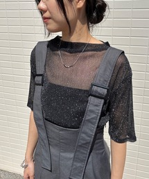 ISOOK | 【ISOOK / アイスー】シアーラメプチハイネックトップス / ラメトップス シアートップス オケージョン シアーT ブラウス スタンドカラー 半袖 夏服 夏トップス 春服 春トップス ZOZOTOWN限定(Tシャツ/カットソー)