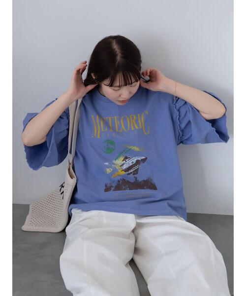 ehka sopo（エヘカソポ）の「ヴィンテージ加工プリントTシャツ（Tシャツ/カットソー・レディース・チャコールグレー/ブルー/オフホワイト・F）」の4枚目の写真