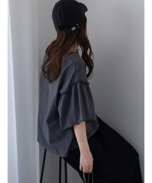 ehka sopo（エヘカソポ）の「ヴィンテージ加工プリントTシャツ（Tシャツ/カットソー・レディース・チャコールグレー/ブルー/オフホワイト・F）」の10枚目の写真