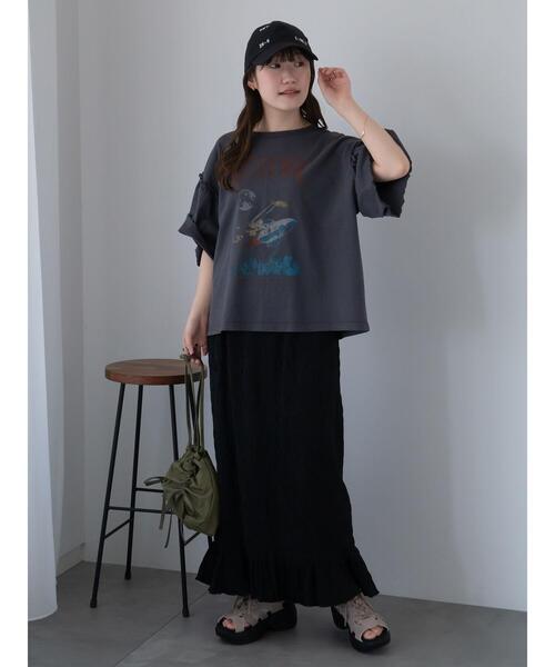 ehka sopo（エヘカソポ）の「ヴィンテージ加工プリントTシャツ（Tシャツ/カットソー・レディース・チャコールグレー/ブルー/オフホワイト・F）」の11枚目の写真