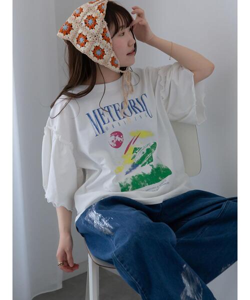 ehka sopo（エヘカソポ）の「ヴィンテージ加工プリントTシャツ（Tシャツ/カットソー・レディース・チャコールグレー/ブルー/オフホワイト・F）」の15枚目の写真