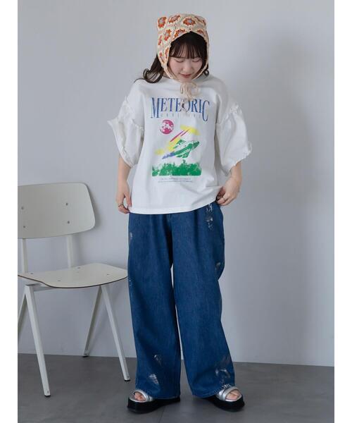 ehka sopo（エヘカソポ）の「ヴィンテージ加工プリントTシャツ（Tシャツ/カットソー・レディース・チャコールグレー/ブルー/オフホワイト・F）」の18枚目の写真