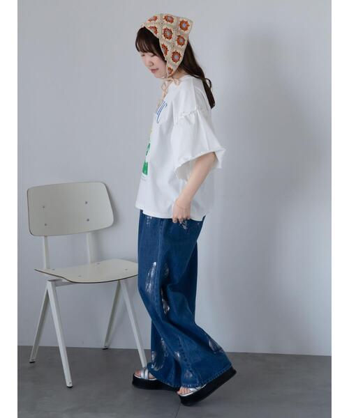 ehka sopo（エヘカソポ）の「ヴィンテージ加工プリントTシャツ（Tシャツ/カットソー・レディース・チャコールグレー/ブルー/オフホワイト・F）」の20枚目の写真