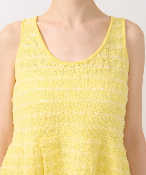 La boutique BonBon（ラブティックボンボン）の「【きれい目カジュアル】ツイードノースリペプラムニット（ベスト・レディース・ホワイト/イエロー・FREE）」の16枚目の写真