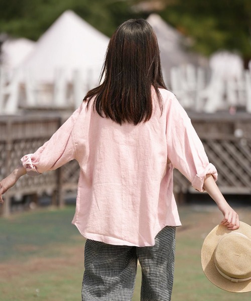 BLANC FICELLE(ブランフィセル)の「麻混 シャツ(シャツ/ブラウス・レディース・ブルー/ピンク/キャメル・M/L/XL)」の13枚目の写真