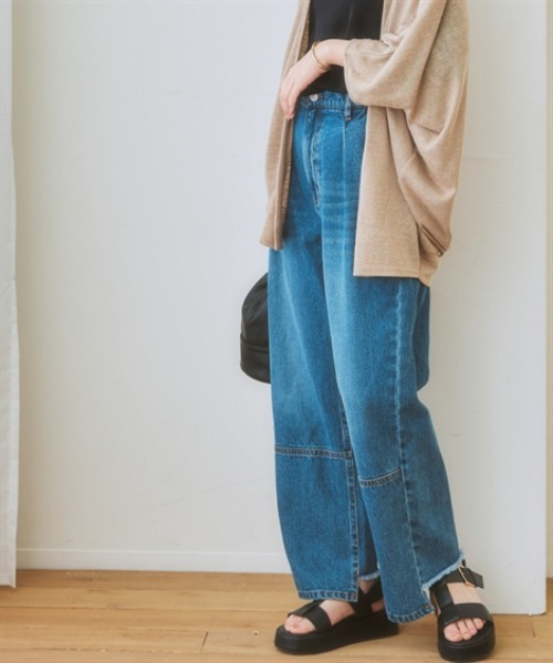 nissen(ニッセン)の「ワンタック切替バックフリンジワイドデニムパンツ(デニムパンツ・レディース・ネイビー/ブルー・S/M/L/LL)」の10枚目の写真
