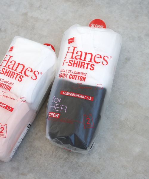 HANES(ヘインズ)の「《2枚セット》Hanes/ヘインズ 2P JAPAN FIT for Her スリーブレスTEE(Tシャツ/カットソー・レディース・ピンク/ブラック・MEDIUM/LARGE)」の1枚目の写真