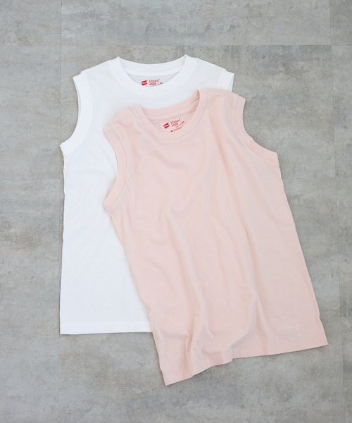 HANES(ヘインズ)の「《2枚セット》Hanes/ヘインズ 2P JAPAN FIT for Her スリーブレスTEE(Tシャツ/カットソー・レディース・ピンク/ブラック・MEDIUM/LARGE)」の7枚目の写真