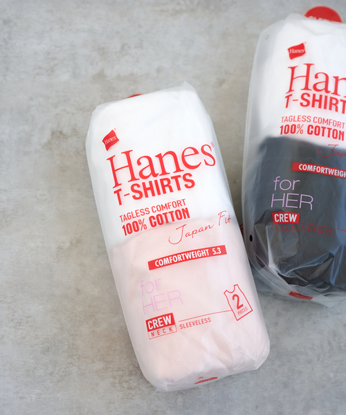 HANES(ヘインズ)の「《2枚セット》Hanes/ヘインズ 2P JAPAN FIT for Her スリーブレスTEE(Tシャツ/カットソー・レディース・ピンク/ブラック・MEDIUM/LARGE)」の4枚目の写真