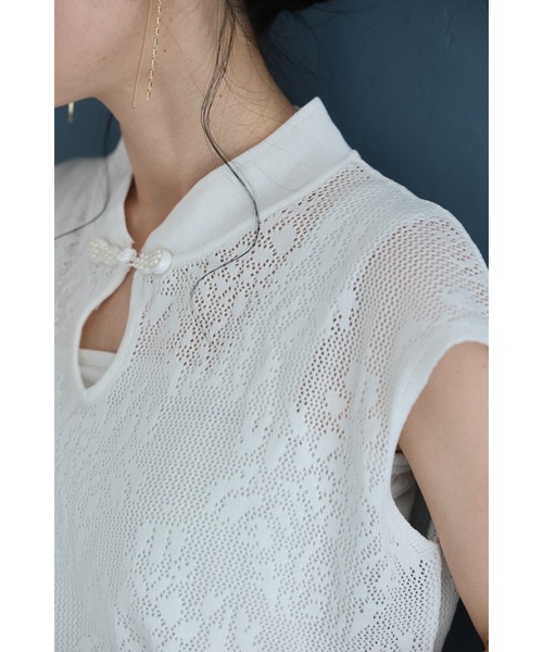 cawaii（カワイイ）の「アジアンデザインな首元のメッシュカットソートップス（Tシャツ/カットソー・レディース・ホワイト・FREE）」の16枚目の写真