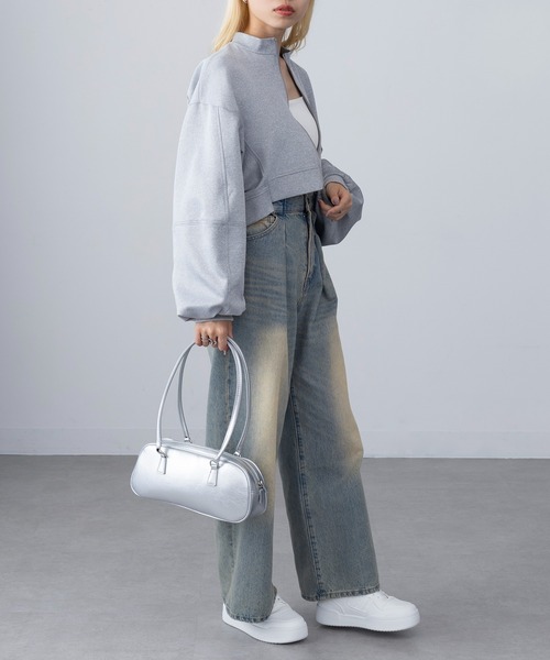 MAGASIN DE MODE Onjna(マガジンデモードオンジェナ )の「【MAGASIN DE MODE Onjna】PUレザー ロングハンドルボストンバッグ 横長 ワイド 韓国風 KNF-TP(ボストンバッグ・レディース・シルバー/ブラック/レッド・FREE)」の15枚目の写真