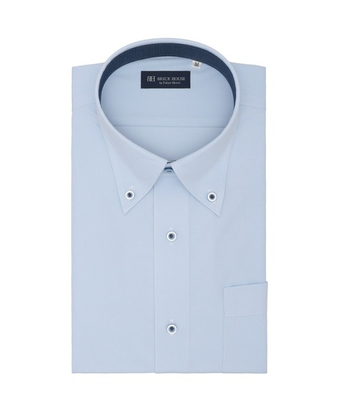TOKYO SHIRTS(トウキョウシャツ)の「形態安定ノンアイロン ボタンダウン 半袖ストレッチビジネスワイシャツ(ビジネスシャツ・メンズ・サックスブルー・首回り39cm/首回り41cm/首回り42cm/首回り43cm/首回り37cm)」の1枚目の写真