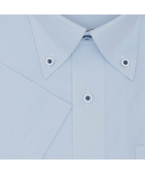 TOKYO SHIRTS(トウキョウシャツ)の「形態安定ノンアイロン ボタンダウン 半袖ストレッチビジネスワイシャツ(ビジネスシャツ・メンズ・サックスブルー・首回り39cm/首回り41cm/首回り42cm/首回り43cm/首回り37cm)」の3枚目の写真