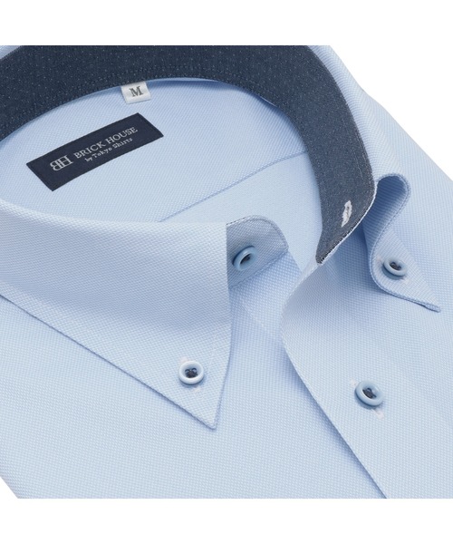 TOKYO SHIRTS(トウキョウシャツ)の「形態安定ノンアイロン ボタンダウン 半袖ストレッチビジネスワイシャツ(ビジネスシャツ・メンズ・サックスブルー・首回り39cm/首回り41cm/首回り42cm/首回り43cm/首回り37cm)」の2枚目の写真