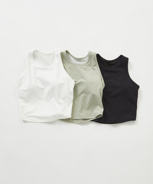 Julier Yoga and Relax（ジュリエヨガアンドリラックス）の「Julier ソフトリブタンクトップ（タンクトップ・レディース・ブラック/ライトグリーン/ホワイト・1/0）」の9枚目の写真