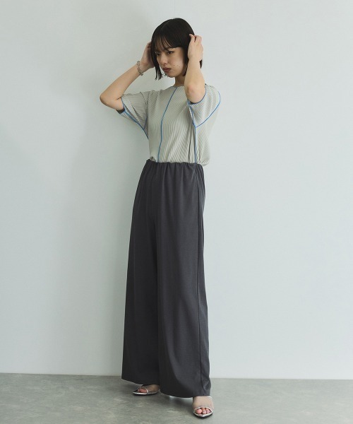 VICKY（ビッキー）の「【汗染み防止】フロントギャザーイージーパンツ≪セットアップ対応/洗濯機で洗える≫（その他パンツ・レディース・ブラック/オフホワイト/チャコールグレー・M）」の22枚目の写真