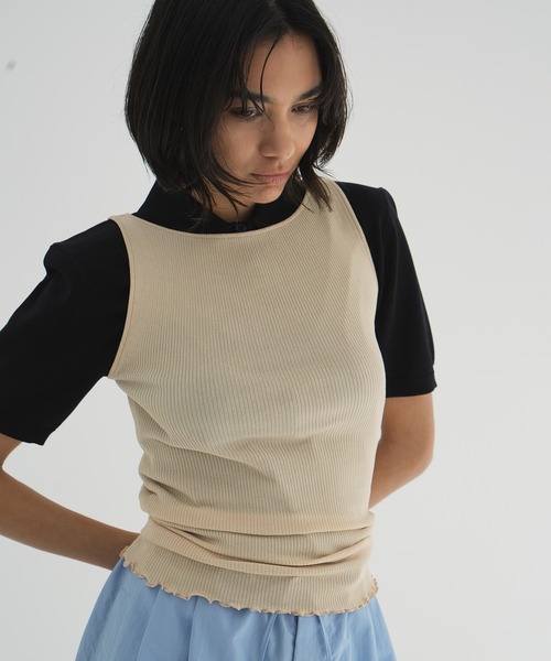 セール】BOAT NECK RIB KNIT TANK TOP（タンクトップ）｜CLANE