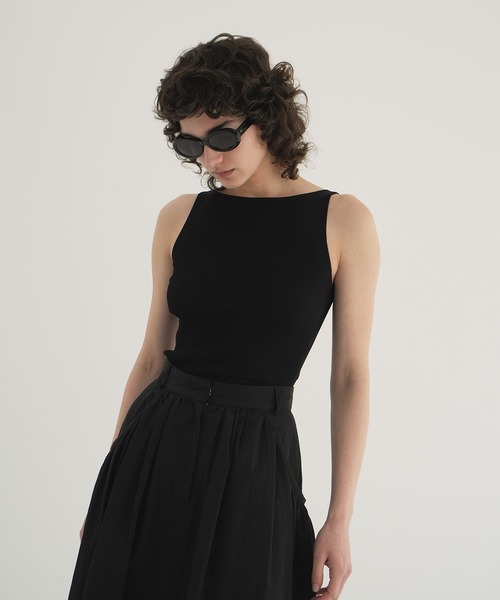 セール】BOAT NECK RIB KNIT TANK TOP（タンクトップ）｜CLANE