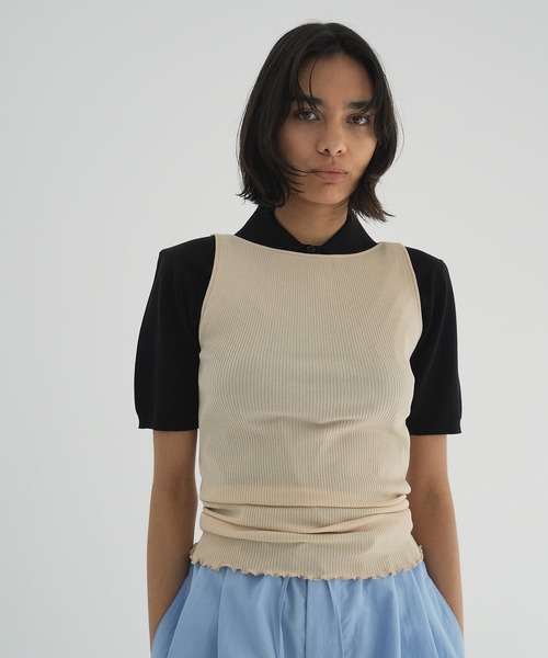 セール】BOAT NECK RIB KNIT TANK TOP（タンクトップ）｜CLANE