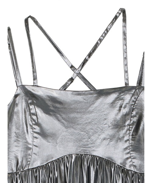 セール】MEDI LEATHER LIKE VOLUME CAMI DRESS（ワンピース