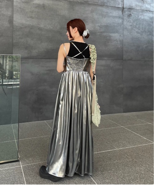 セール】MEDI LEATHER LIKE VOLUME CAMI DRESS（ワンピース