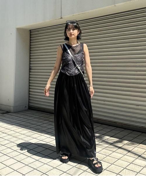 ワンピース AMERI wd059-2x 2WAY DENIM RANDOM SHIRRING DRESS（ワンピース）｜Ameri