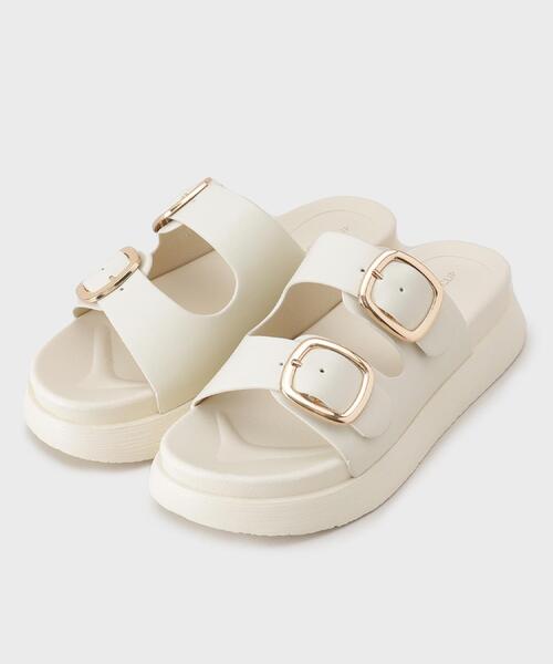 OPAQUE.CLIP（オペークドットクリップ）の「【軽量】ゴールドバックルフットベッドサンダル（サンダル・レディース・ブラック/アイボリー・01/02/03）」の11枚目の写真