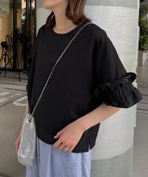 CIAOPANIC TYPY(チャオパニックティピー)の「袖ギャザーフリルデザインカットソー(Tシャツ/カットソー・レディース・ホワイト/ブラック/カーキ・ONE SIZE)」の8枚目の写真