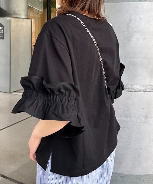 セール】袖ギャザーフリルデザインカットソー（Tシャツ