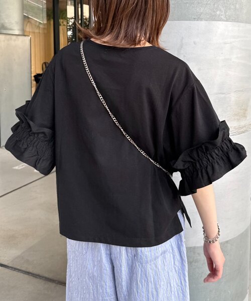 CIAOPANIC TYPY(チャオパニックティピー)の「袖ギャザーフリルデザインカットソー(Tシャツ/カットソー・レディース・ホワイト/ブラック/カーキ・ONE SIZE)」の10枚目の写真